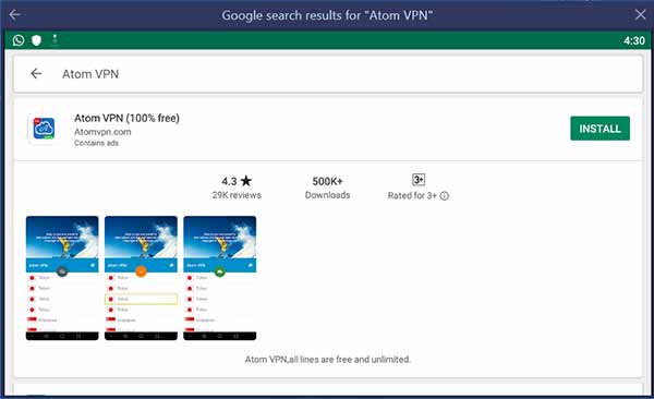 Atom VPN App install