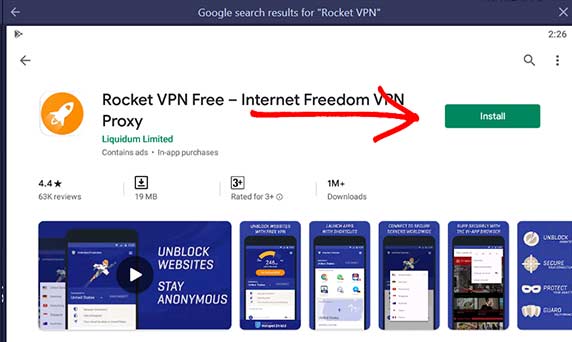 Rocket VPN App install
