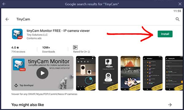 Tinycam monitor app install