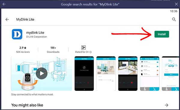 MyDlink Lite app install