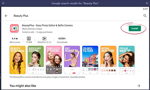 Beauty Plus App install