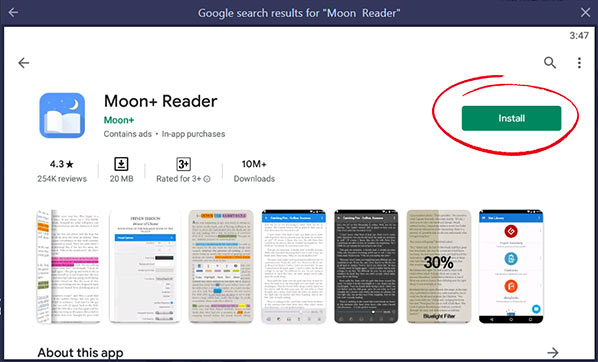 Moon+ ReaderApp install