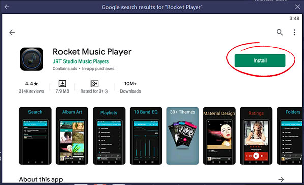 Rocket Music Player App install