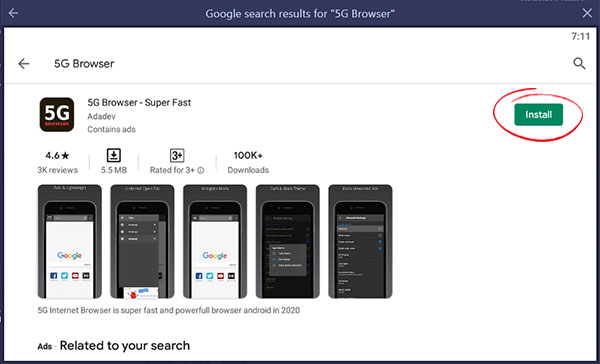 5G Browser App install