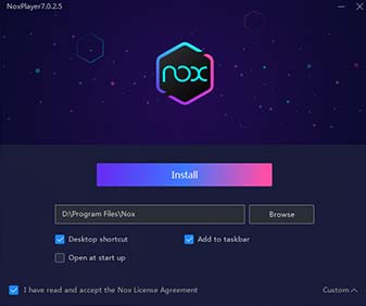 Nox Player custom installation