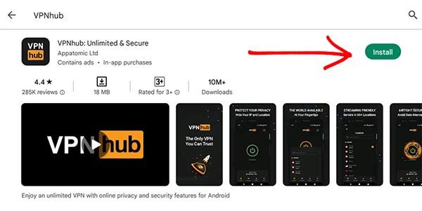 VPNhub app download