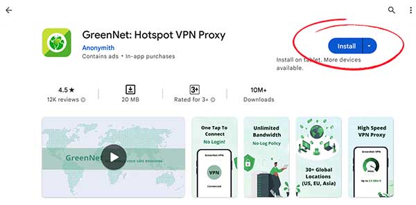 GreenNet VPN App Install