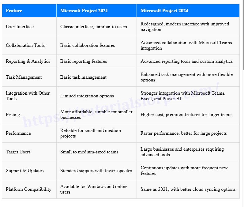 Microsoft Project 2021 vs Microsoft Project 2024 Comparison
