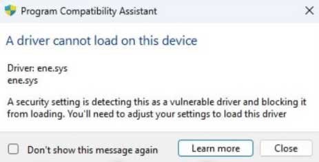 ene.sys error windows 11